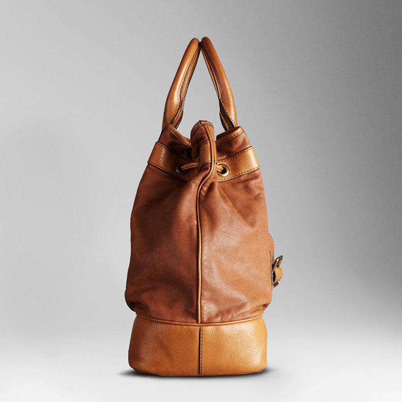 LARGE LEATHER DRAWCORD TOTE