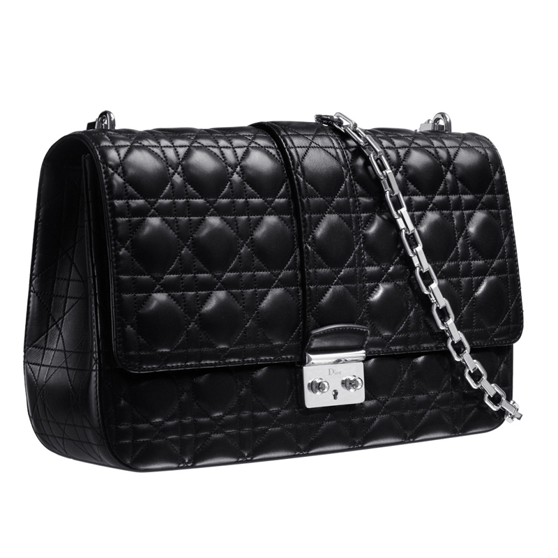 Black leather Miss Dior bag