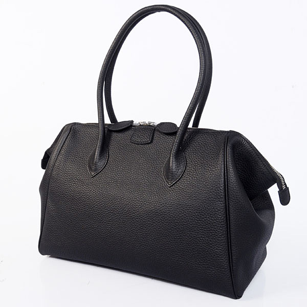 Hermes 37cm paris bombay clemence leather in Black