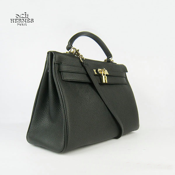 Hermes Kelly 35cm Togo Leather Bag Black 6308 Gold Hardware