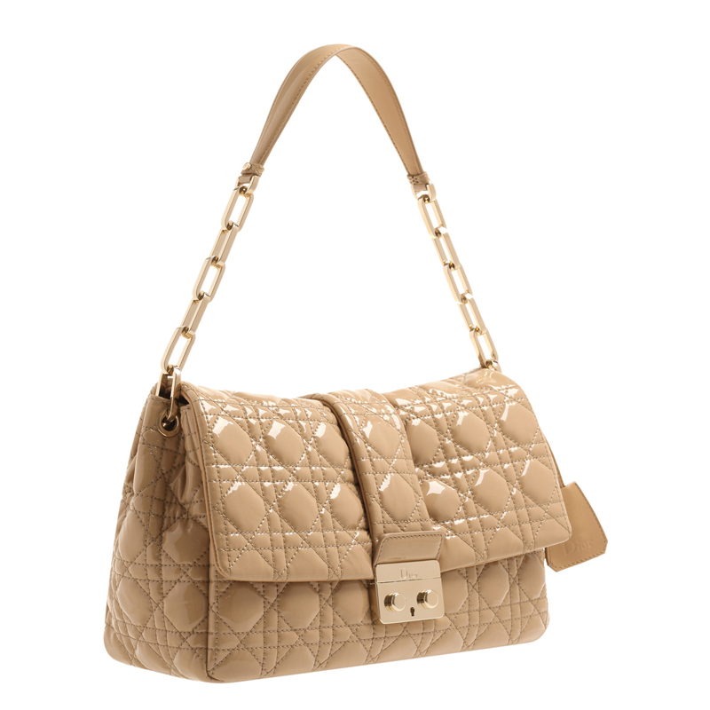 Beige patent leather Dior New Lock bag