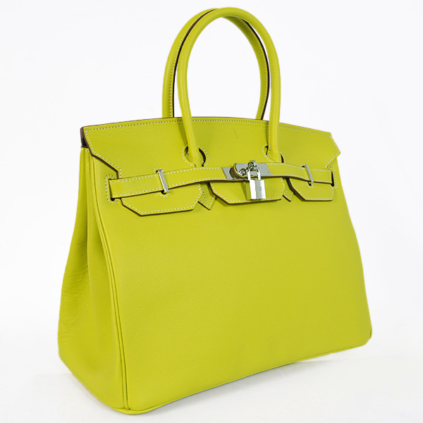 Hermes Birkin 35CM Palm stripes leather in Lemon Yellow with Silver hardware