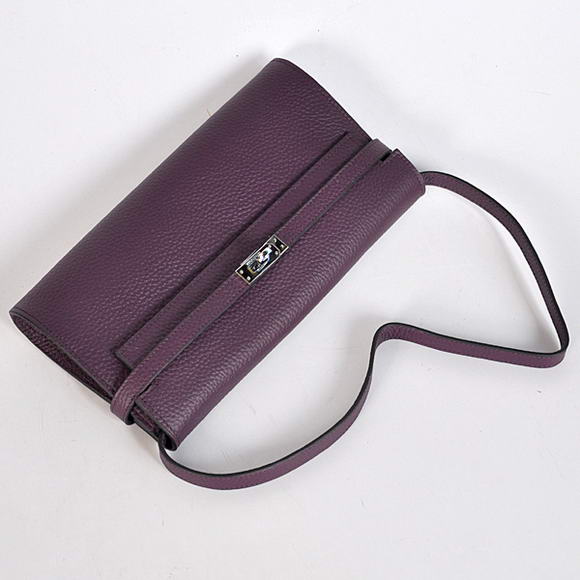 Hermes Kelly 26CM Shoulder Bag Clemence Purple