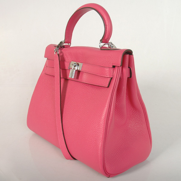 Hermes Kelly 32CM clemence leather in Peach with Silver hardware