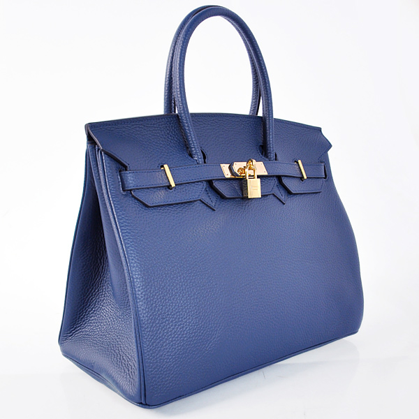 Hermes Birkin 35CM Dark Blue clemence leather(Gold)