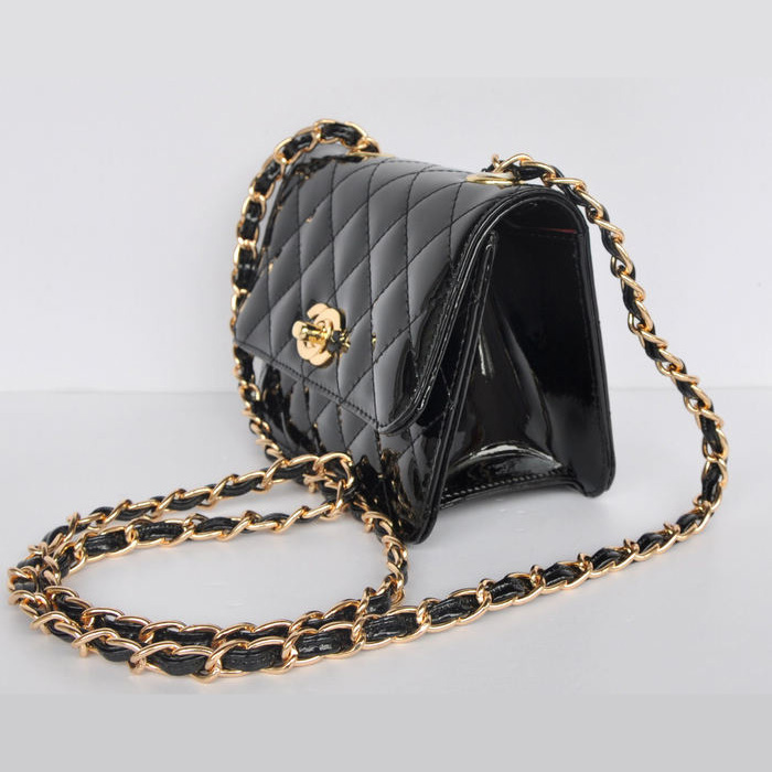 Chanel Classic Micro Flap Bag 1118 Black Patent leather Gold Hardware