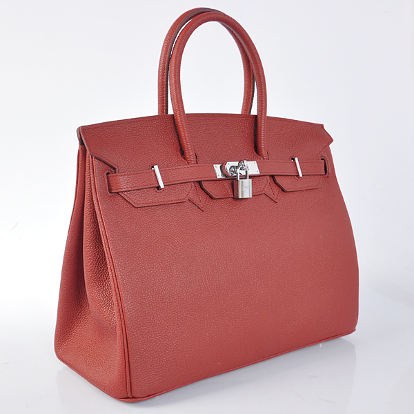 Hermes Birkin 35CM togo leather in Purplish red with Silver hardware