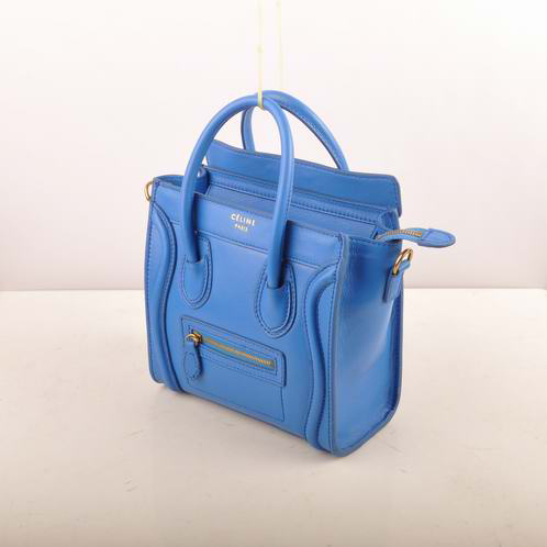 Celine Luggage Nano Boston Tote Bags Original Leather Blue