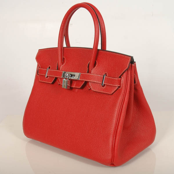 Hermes Birkin togo leather 30CM togo in Flame with Silver hardware