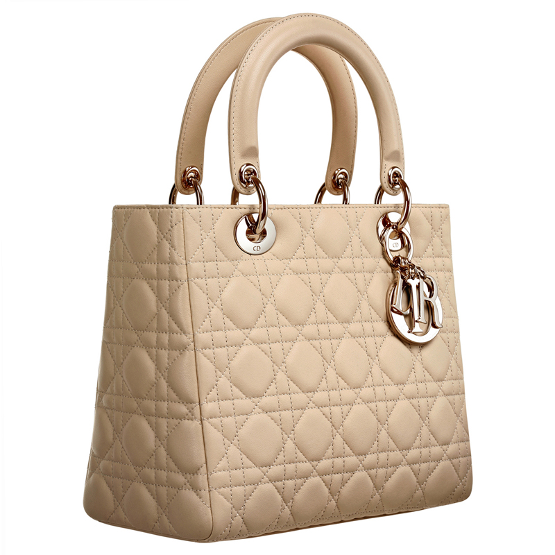 Lady Dior bag in beige leather