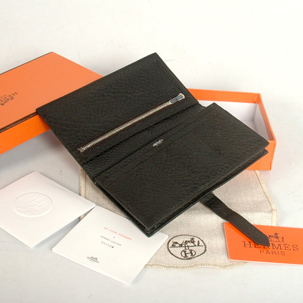 Hermes 2 flod original leather wallet in Black