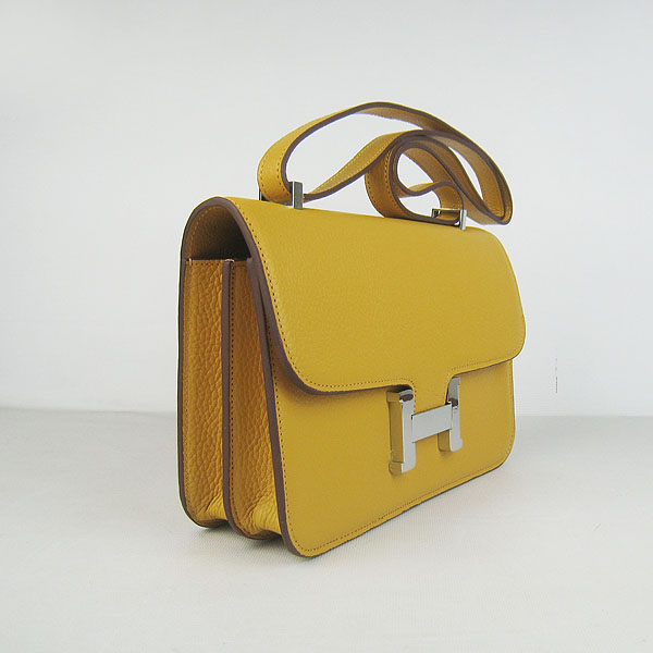 Hermes Constance Togo Leather Single Bag Yellow Silver Hardware H020