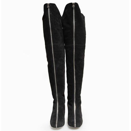 Chanel Suede Over Knee High Boots Black