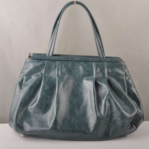 Miu Miu Tote Handbags Oil Wax Leather 8001 Dark Green