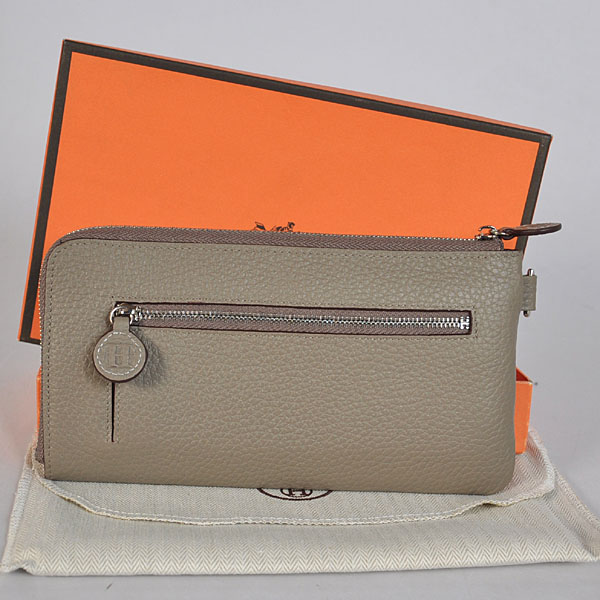 Hermes Zipper Wallet clemence leather in Dark Grey