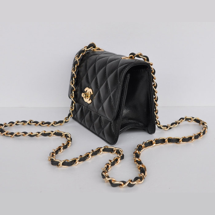 Chanel Classic Micro Flap Bag 1118 Black Sheepskin Gold Hardware