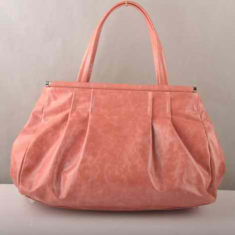 Miu Miu Tote Handbags Oil Wax Leather 8001 Pink