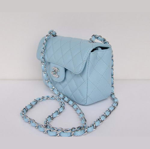 Chanel Classic mini Flap Bag Lambskin Leather 1115 Powder Blue