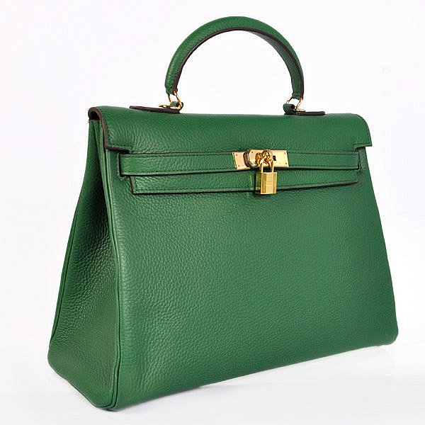 Hermes kelly 35CM Dark green clemence leather(Gold)