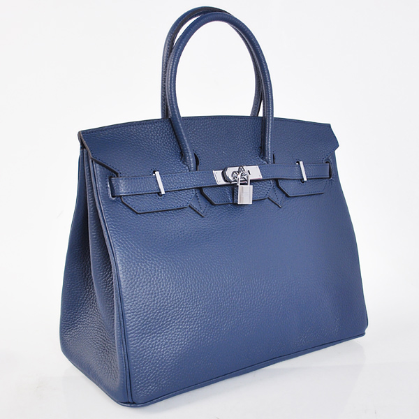 Hermes Birkin 35CM clemence leather in Dark Blue with Silver hardware