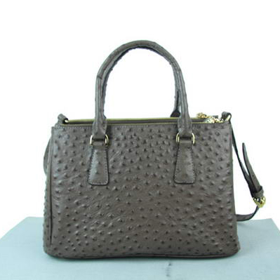 Prada Ostrich Leather Tote Bag BN1801 Grey