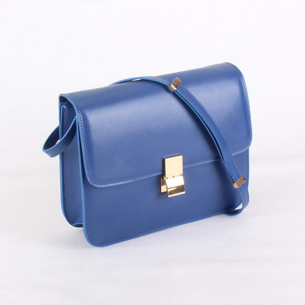 Top Quality Celine Classic Lambskin Large Box Bag Calf Leather 80088 Blue