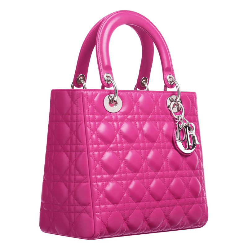 Sorbet pink leather 'Lady Dior' bag