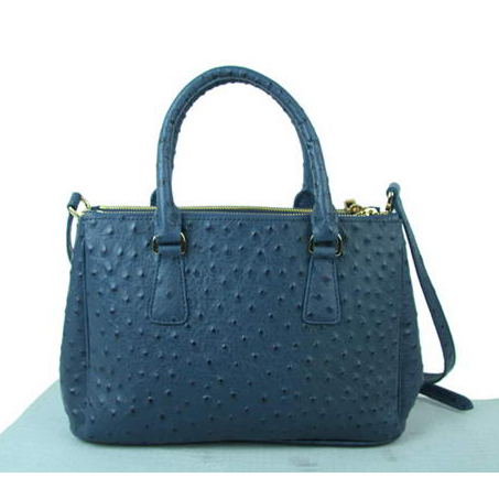 Prada Ostrich Leather Tote Bag BN1801 Blue