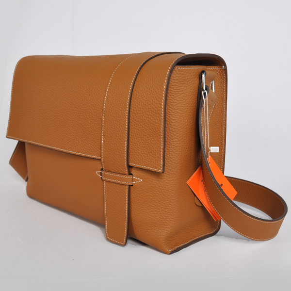 Hermes Alfred men Bag clemence leather in Camel