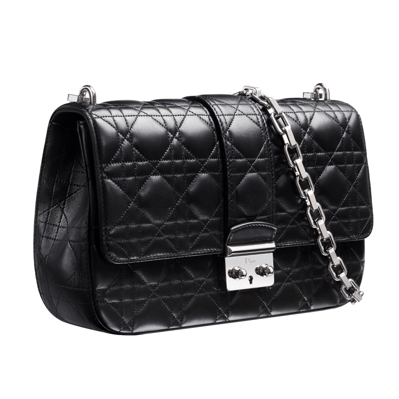 Black leather Miss Dior bag