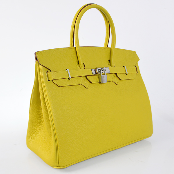 Hermes Birkin 35CM clemence leather in Lemon Yellow with Silver hardware