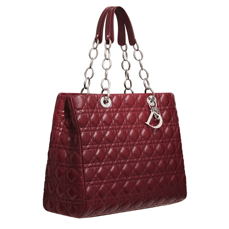 Large Dior Soft shopping bag, vine-coloured leather