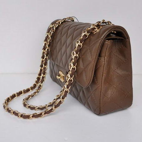 Chanel Brown Sheepskin Leather Flap Bag Gold Hardware