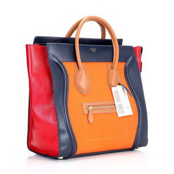 Celine Luggage Jumbo in Orange Dlue Red