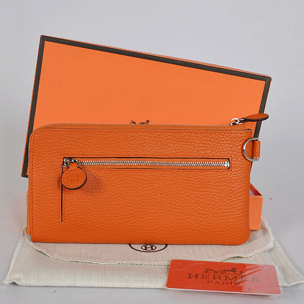 Hermes Zipper Wallet clemence leather in Orange