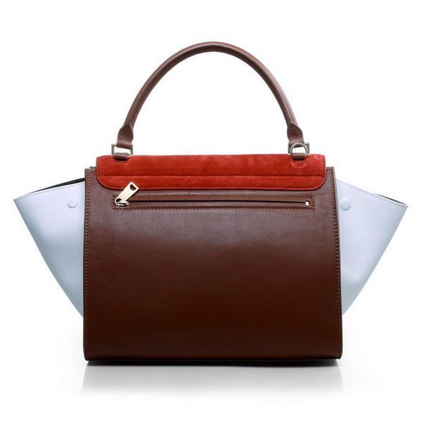 Celine Trapeze Bags Original Calf&Suede Leather Brown&Red&White