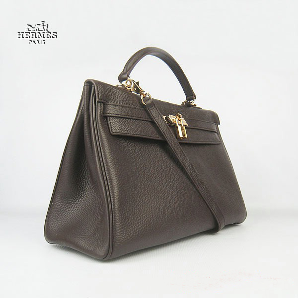 Hermes Kelly 35cm Togo Leather Bag Dark Coffee 6308 Gold Hardware