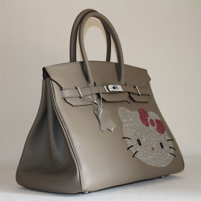 Hermes Birkin Hello Kitty 35CM Togo Leather Bag Grey HK0001