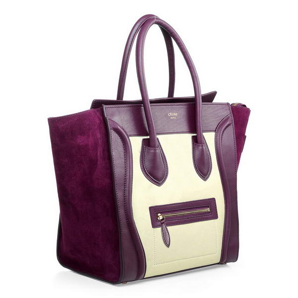 Celine Luggage Mini Boston Bags Original Leather&Suede Purple