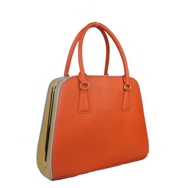 Prada Saffiano Leather Medium Tote Bag BL5018 Orange&Apricot