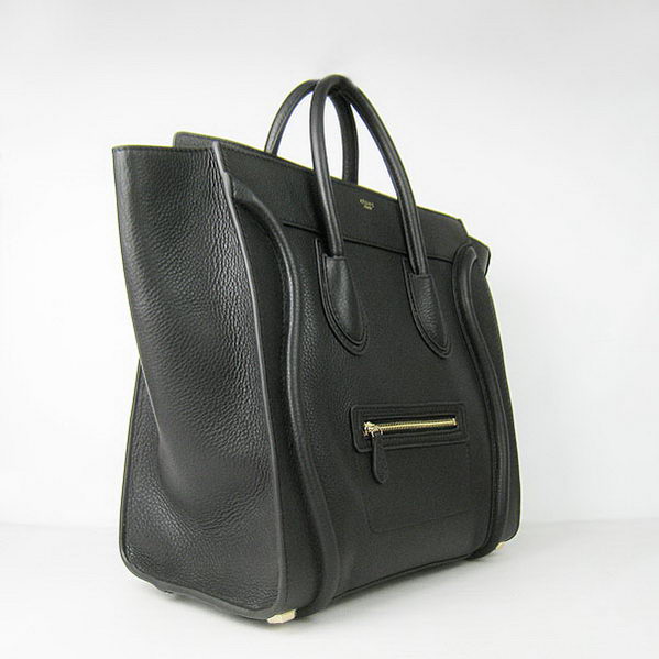 Celine Luggage Boston Tote Bags All Calfskin Leather C0192 Black