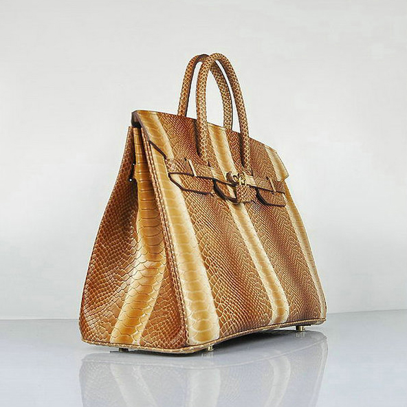 Hermes Birkin 35CM Light Coffee Snake Leather Tote Bag Gold