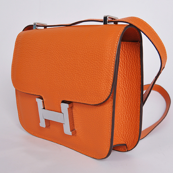 Hermes Constance Bag clemence leather in Orange with Silver hardware