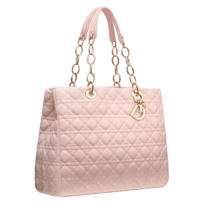 Large powder pink leather 'Dior Soft' shopping bag