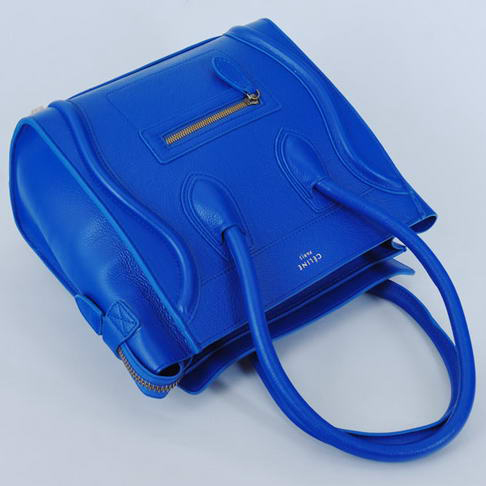 Hot Sell Celine Luggage Micro Boston Bag Calf Leather Blue