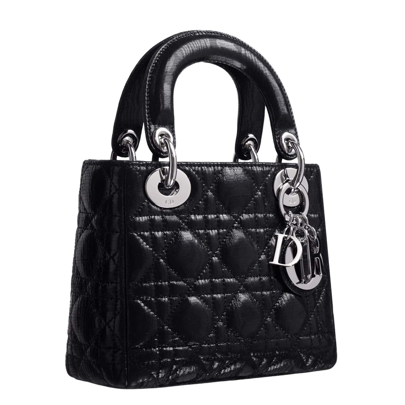 Iridescent black leather Lady Dior bag