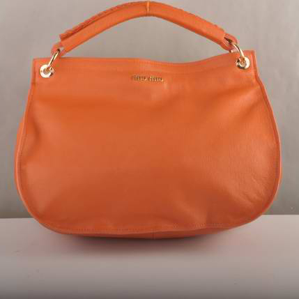 Miu Miu Flap Tote Bags Wheat with Orange Ostrich Veins 90320