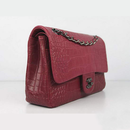 Chanel Fall Winter 2012 Croc Veins Leather Flap Bag A01112 Red