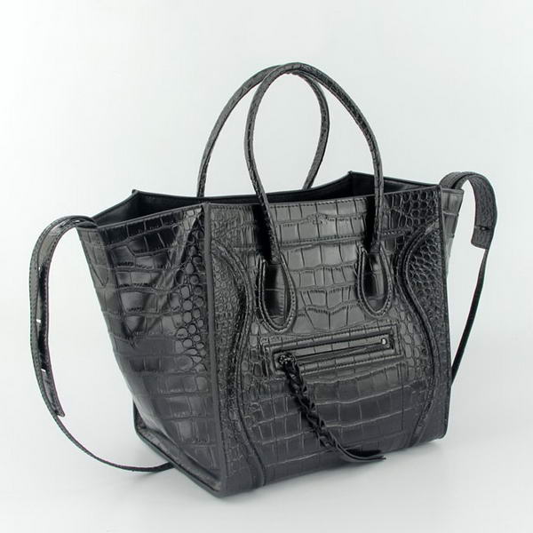 Celine Luggage Phantom Square Bags Crocodile Leather 108905 Black