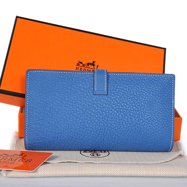 Hermes 2 flod original leather wallet in Turkey Blue